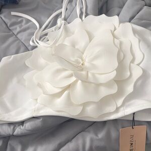 Elegant White Floral Women's Halter Top by Sheinbae